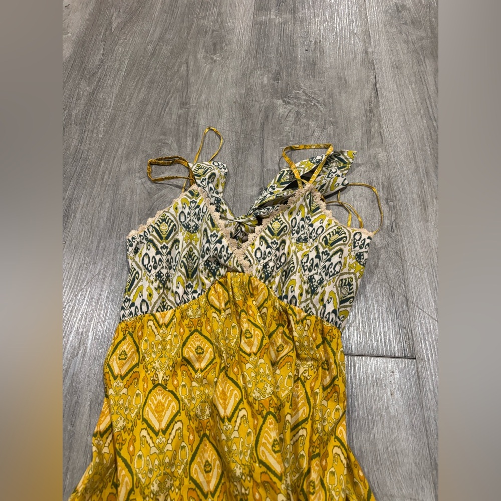 Zara Multicolored Printed Cotton Tiered Asymmetric Midi V Neck Dress Size XS - Picture 5 of 6